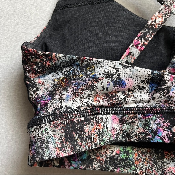 Lululemon Athletica Energy Bra Vitalize Multi Color Strappy Back Sz 4 - Picture 5 of 8